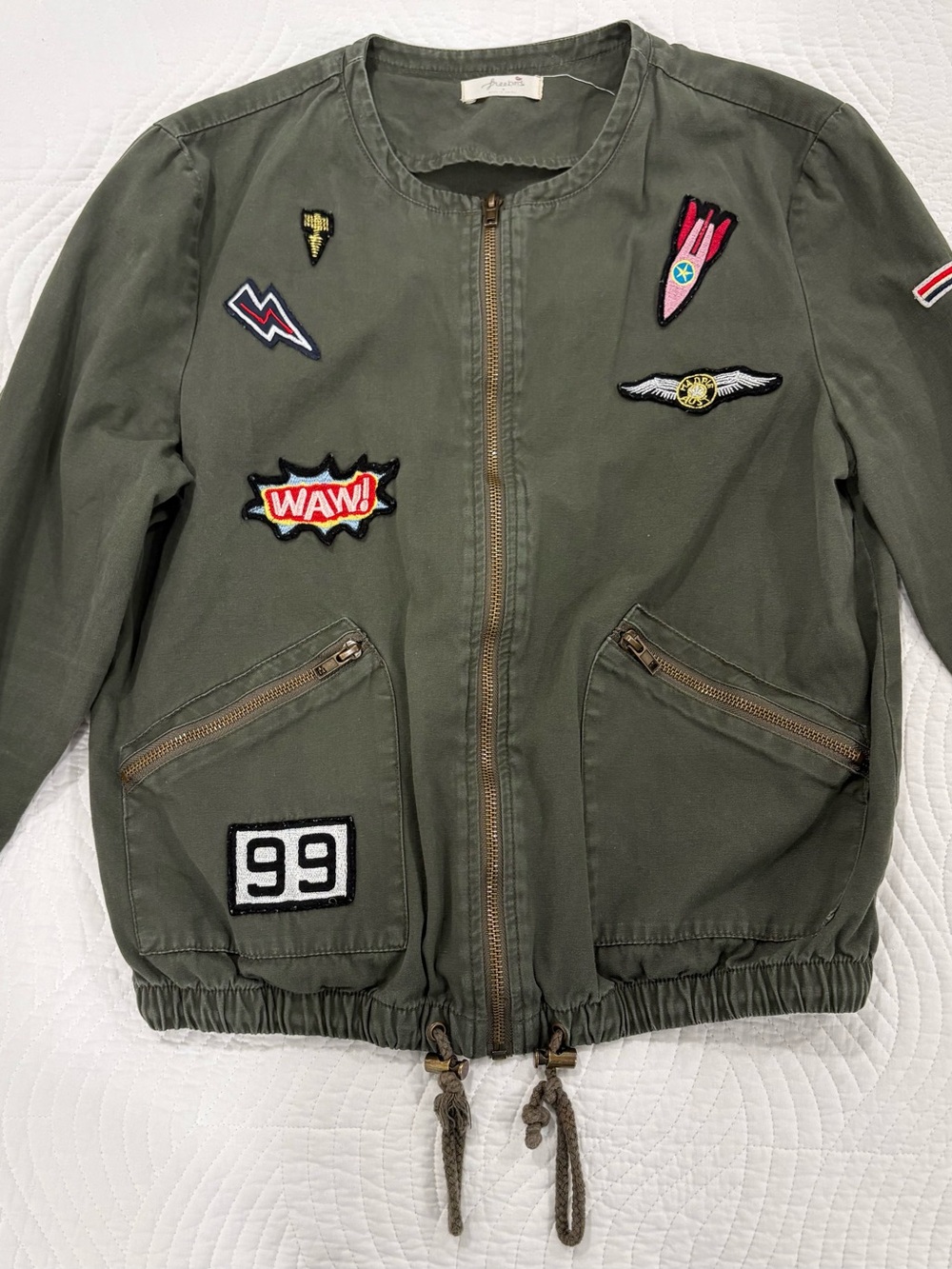 Freebird by Steven Army Green Patch Bomber Jacket